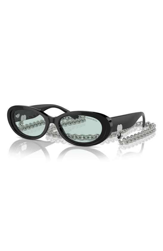 Tiffany & Co 54mm Oval Sunglasses With Chain In Black