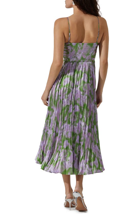 Shop Astr Maeve Floral Midi Sundress In Purple Green Abstract