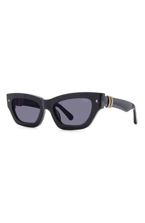 Shop Dezi Stacked 55mm Cat Eye Sunglasses In Black/dark Smoke/gold