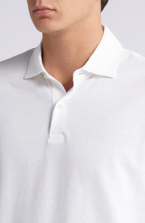 Shop Hugo Boss Boss Press Slub Linen Blend Piqué Polo In White