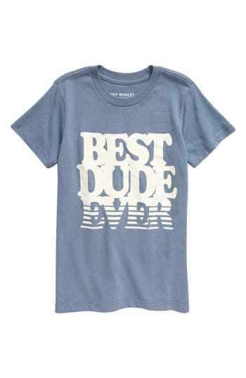 Tiny Whales Kids' Best Dude Ever Graphic T-shirt In Blue