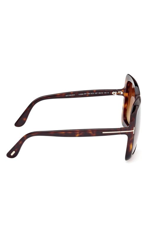 Shop Tom Ford Lorelai 59mm Square Sunglasses In Shiny Dark Havana/brown