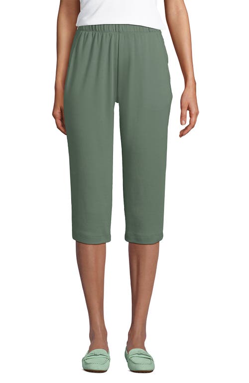 Shop Lands' End Sport Knit High Rise Elastic Waist Capri Pants In Lily Pad Green