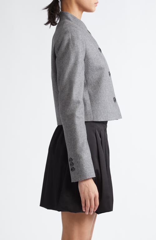 Shop Maria Mcmanus Stretch Wool & Cashmere Crop Blazer In Charcoal Melange