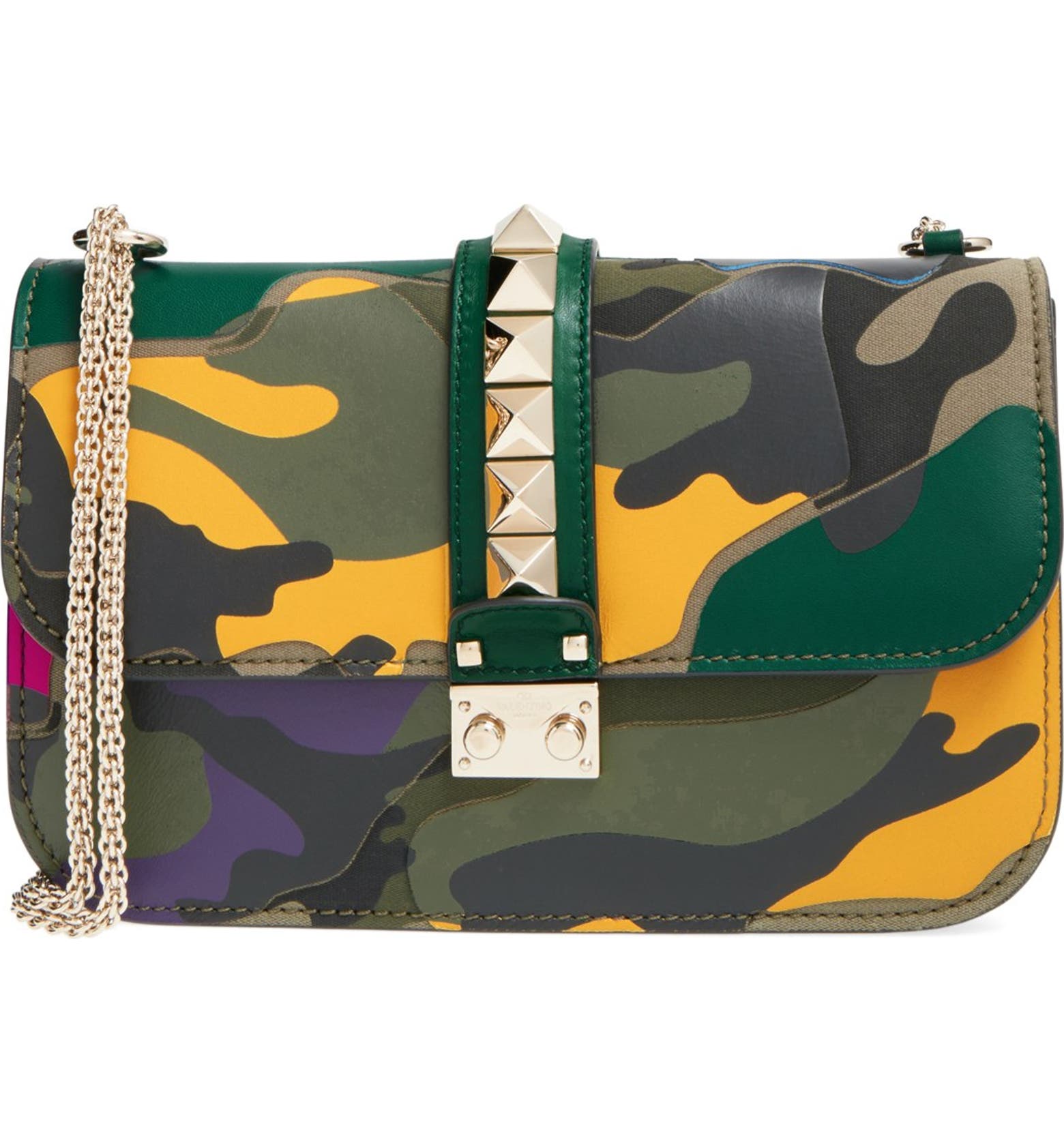 Valentino 'Rockstud Camo - Medium Lock' Canvas & Leather Shoulder | Nordstrom