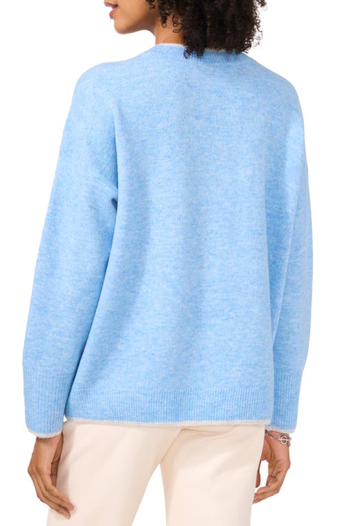 Shop Vince Camuto Tipped Crewneck Sweater In Blue Heather