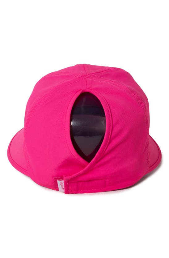 Shop David & Young Sunblocker Wide Brim Pony Tail Cap In Hot Pink