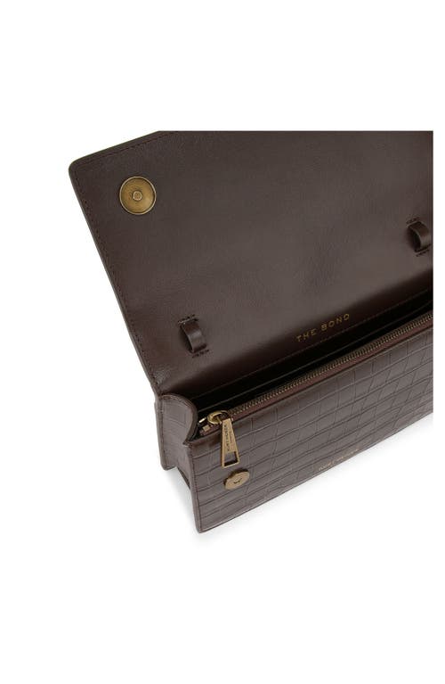 Kurt Geiger London Bond Croc Embossed Leather Top Handle Bag In Dark Brown
