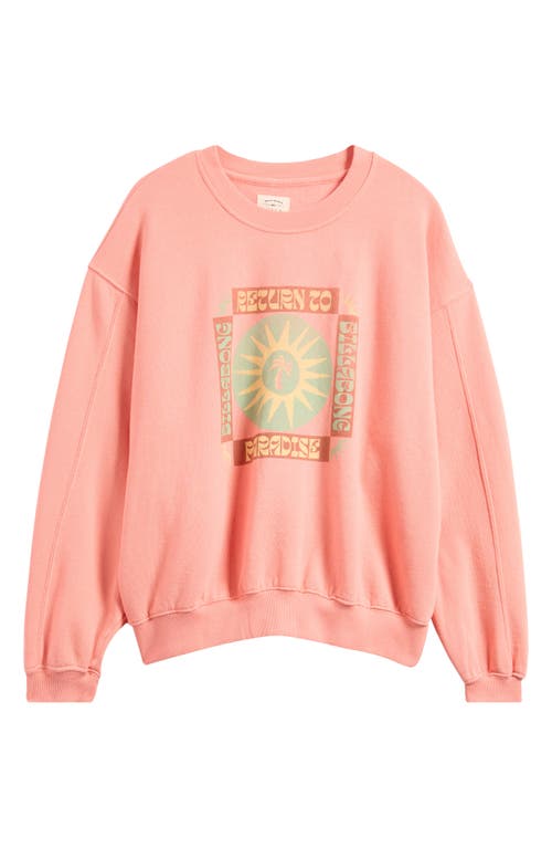 Shop Billabong Twisties Kendall Graphic Cotton Blend Crewneck Sweatshirt In Peach Out