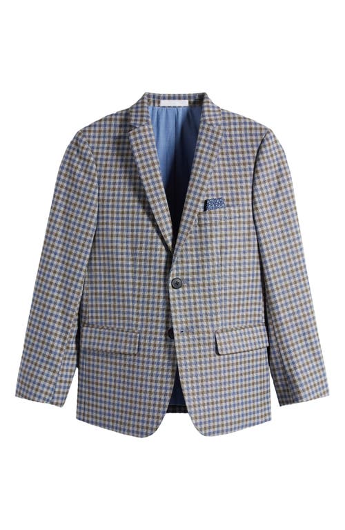 Tallia Kids' Microcheck Sport Coat in Beige/Blue/Brown at Nordstrom, Size 16