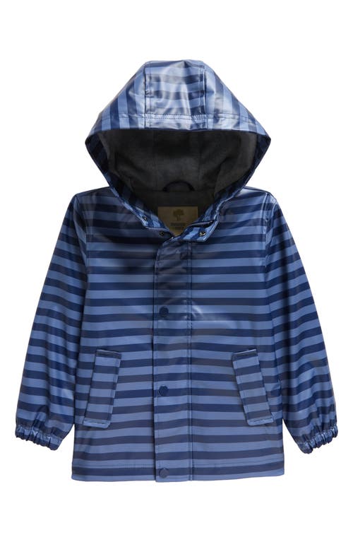Tucker + Tate Kids' Stripe Snap-Up Hooded Raincoat in Blue- Navy Stripe