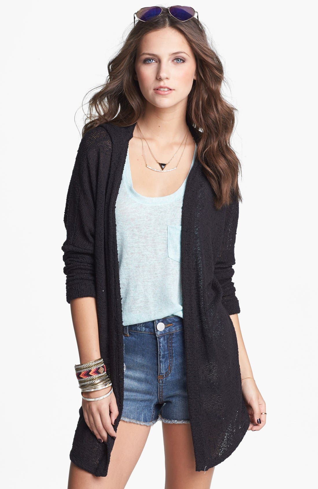 Painted Threads Hooded Cardigan (Juniors) Nordstrom