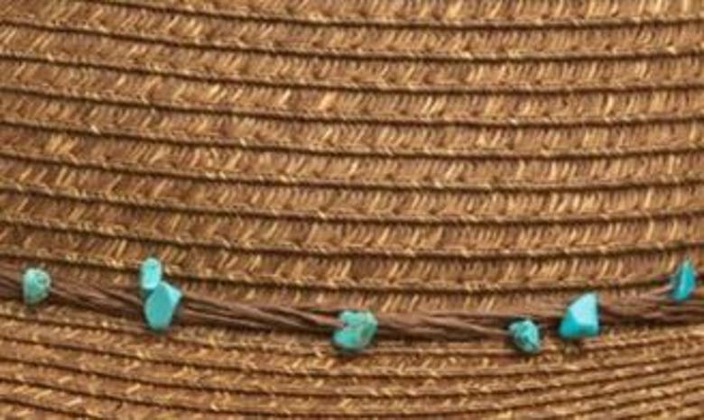 Shop Steve Madden Turquoise Stone Beaded Floppy Hat In Brown