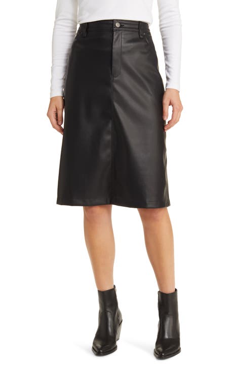 Spanx Leather Like Midi Skirt in Black