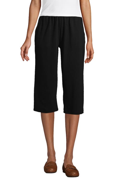 Shop Lands' End Tall Sport Knit High Rise Elastic Waist Capri Pants In Black