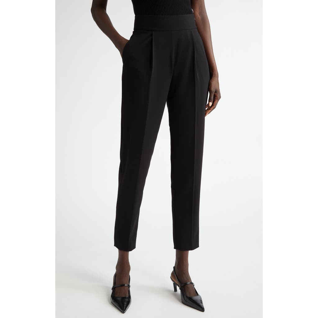 Akris punto Caro Pleat Front Tapered Leg Ankle Pants in Black