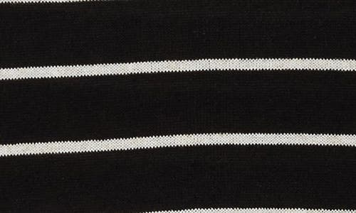 Shop Max Studio Oversize Crewneck Sweater In Black/oyster Stripe
