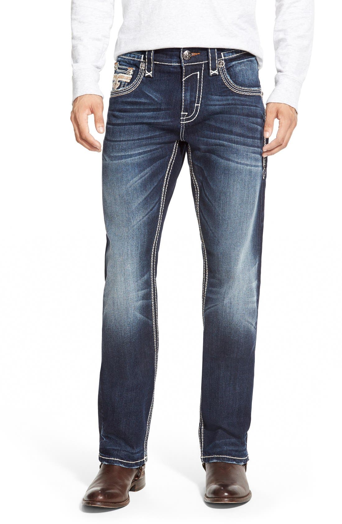 Rock Revival 'Josef' Straight Leg Jeans (Dark Blue) Nordstrom