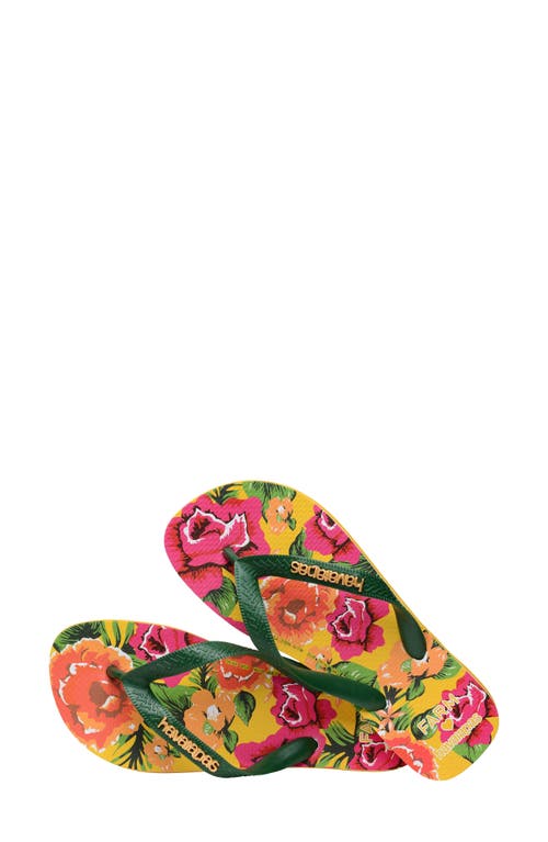 Havaianas X Farm Rio Flip Flop In Yellow Pop