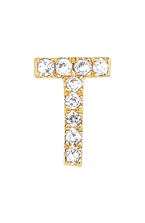EF Collection Diamond Initial Stud Earring in 14K Yellow Gold/T at Nordstrom