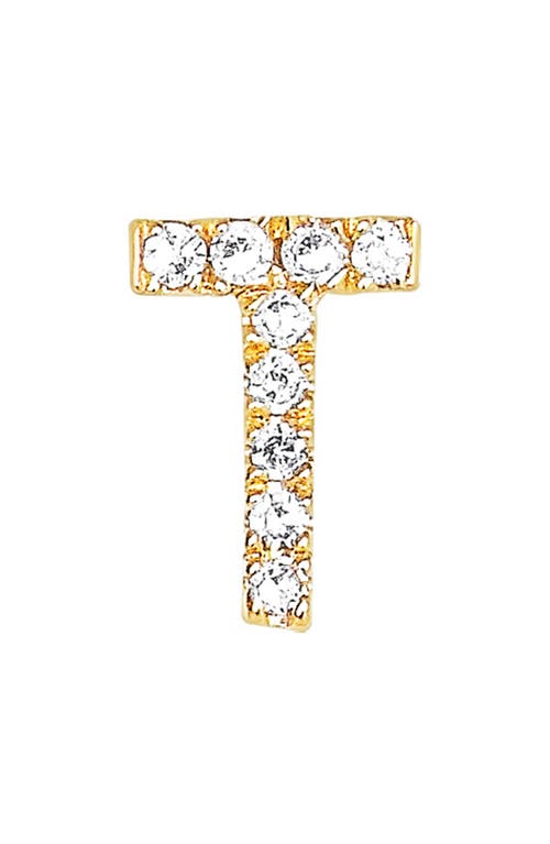 Ef Collection Diamond Initial Stud Earring In 14k Yellow Gold/t