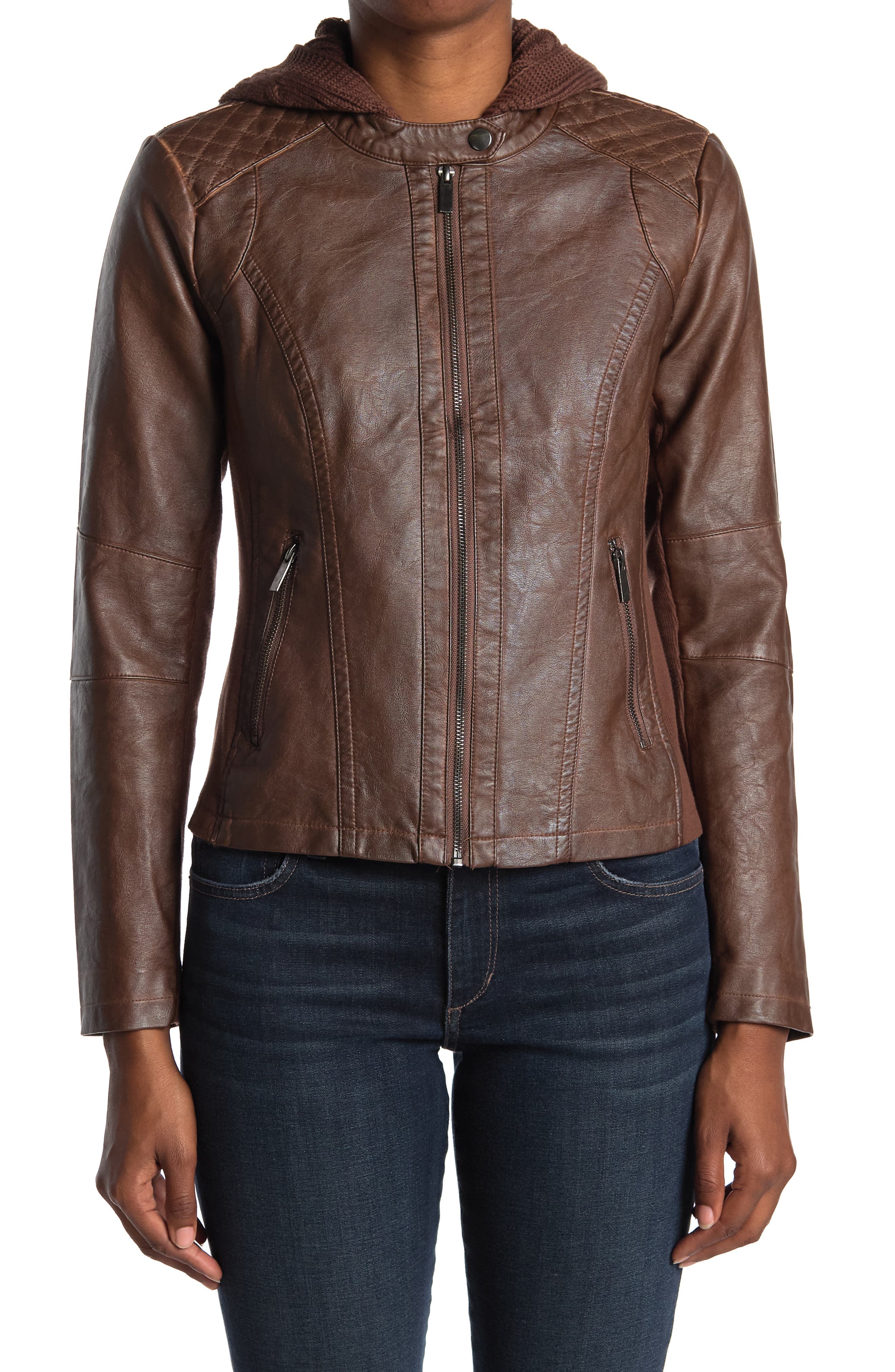 faux leather sweater jacket
