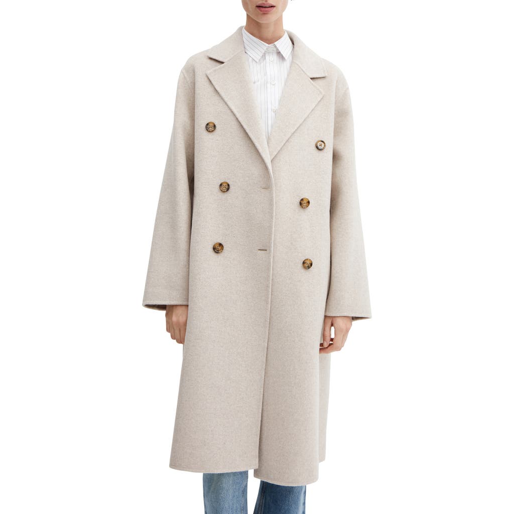 Mango Oversize Wool Blend Coat In Light Beige/pastel Grey