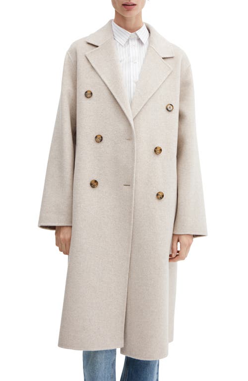 MANGO Oversize Wool Blend Coat Light Beige/Pastel Grey at Nordstrom,