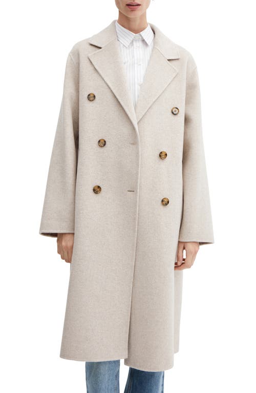 Mango Oversize Wool Blend Coat In Light Beige/pastel Grey