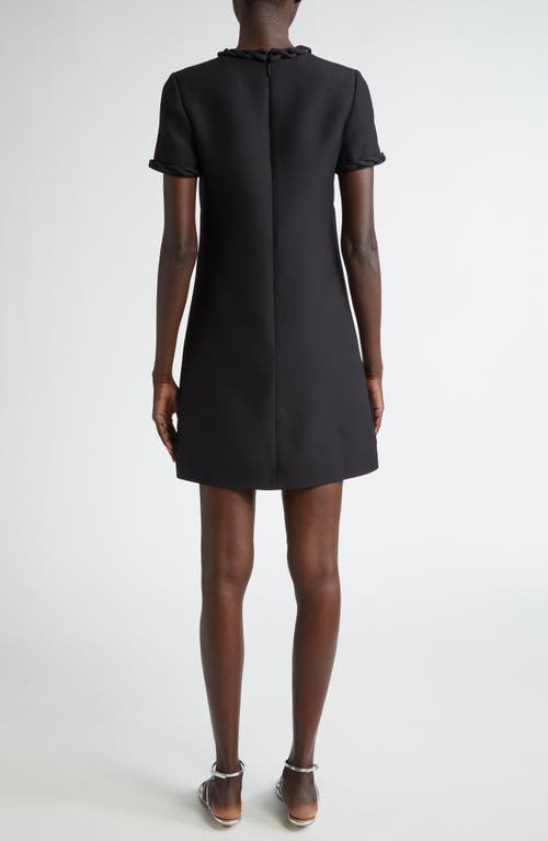 Shop Valentino Garavani Twisted Trim Virgin Wool & Silk Dress In Nero