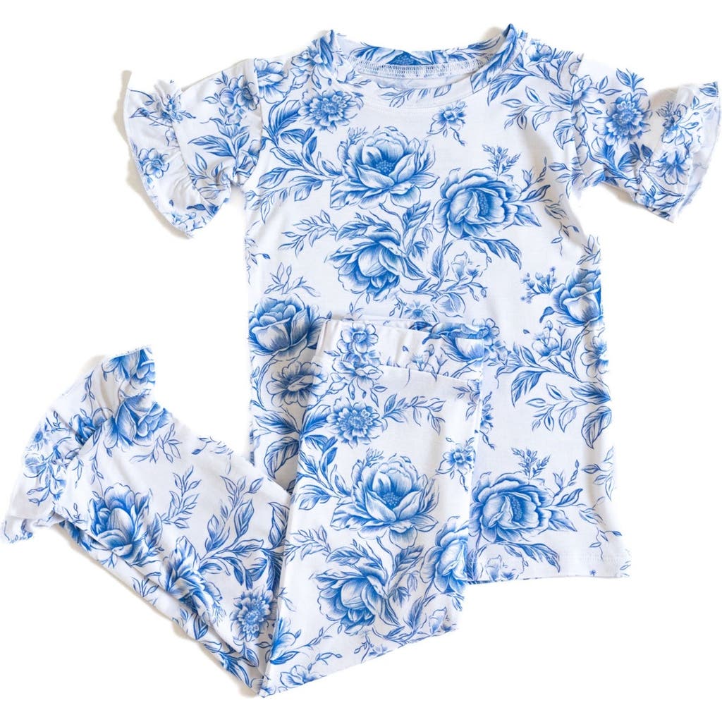 Charlie Lou Baby ® Secret Garden Toile Ruffle Pajama Set In Blue