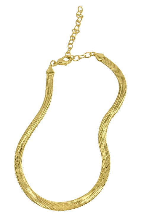 14K Gold Plated Snake Chain Collar Necklace