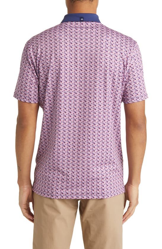 Shop Mizzen + Main Mizzen+main Versa Geometric Print Performance Golf Polo In Tea Rose Triangle Geo Print