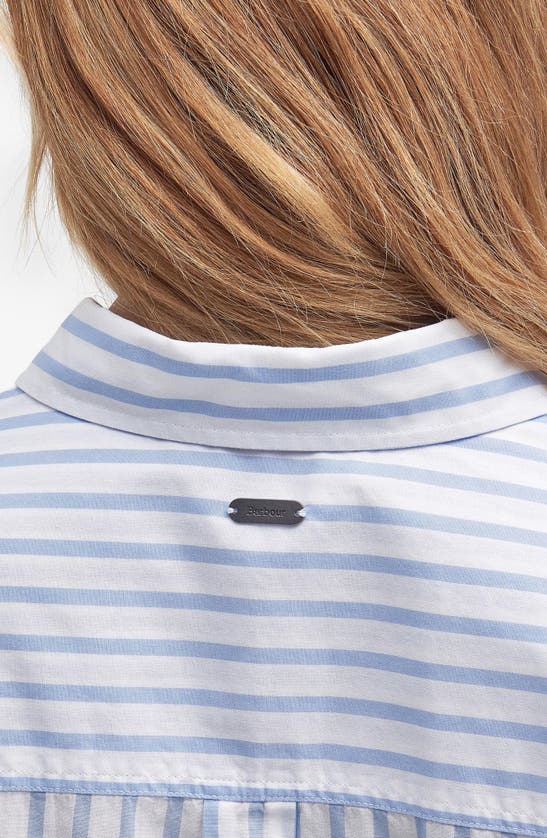 Barbour Nicola Stripe Cotton Button-up Tunic In White/ Blue Stripe