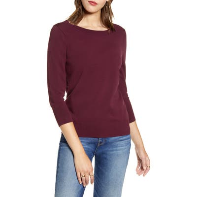 Halogen V-Back Sweater, Burgundy