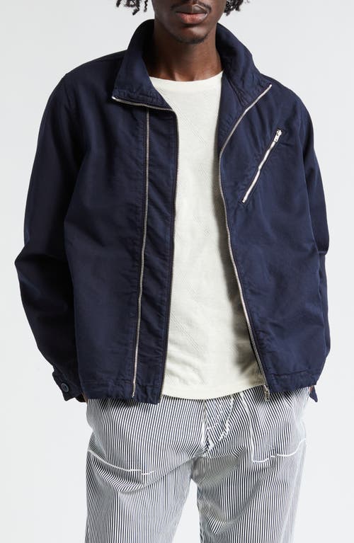 RANRA Kraka Zip Detail Cotton Jacket in Navy at Nordstrom, Size Small