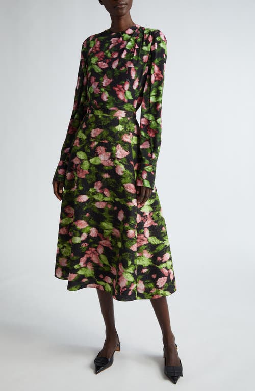 Shop Erdem Blurred Floral Print Jacquard A-line Skirt In Black