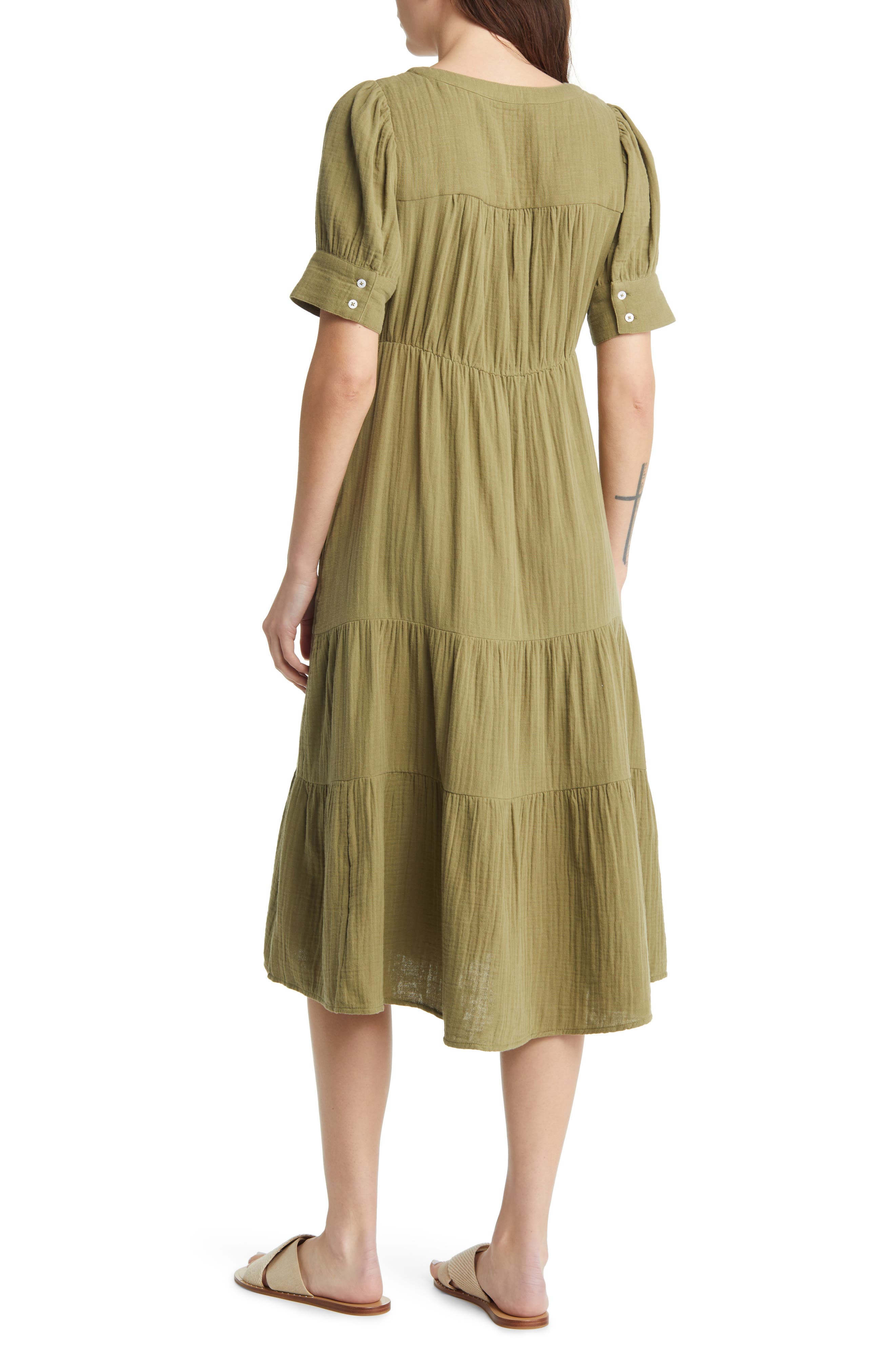madewell lightspun tiered button front midi dress Madewell Women's Lightspun Tiered Button Front Midi Dress - Blue