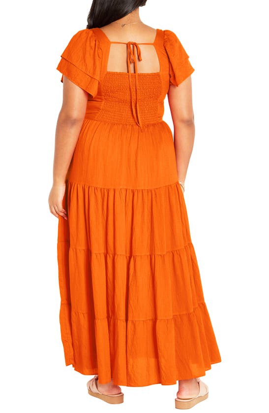 Shop City Chic Ariella Tiered Dress In Tangerine