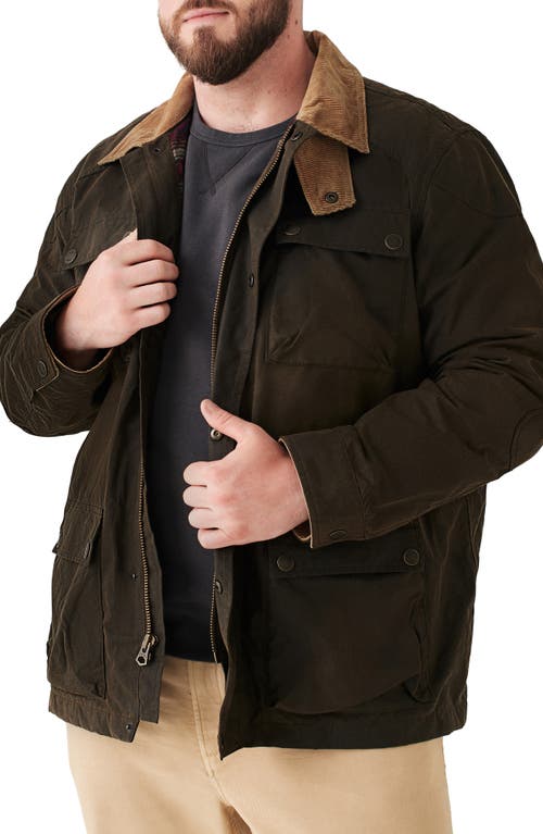 Faherty Waxed Organic Cotton Jacket in Country Olive