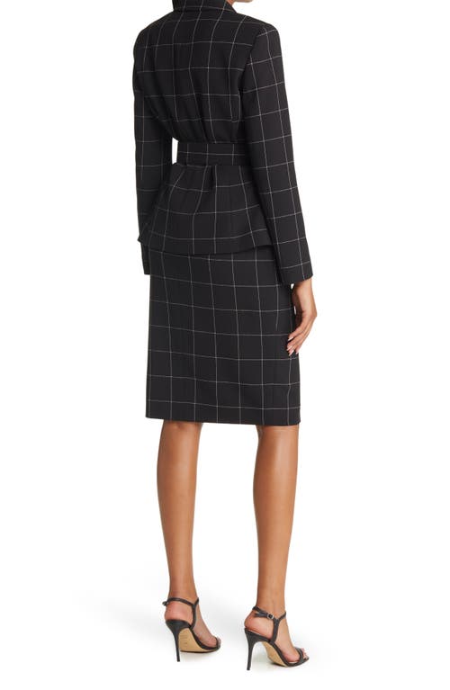 Shop Tahari Asl Windowpane Plaid Two-piece Long Sleeve Dress In Black/ivory