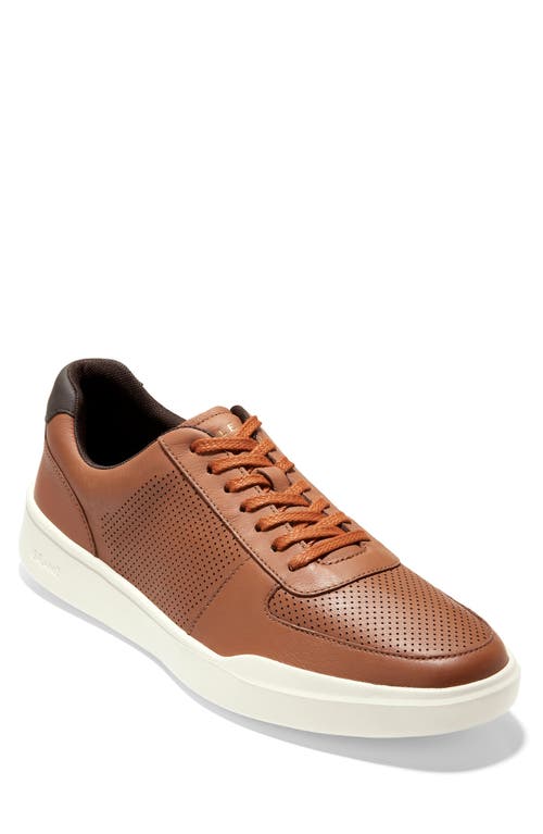 Shop Cole Haan Grand Crosscourt Modern Perforated Sneaker In British Tan Leather/ivory