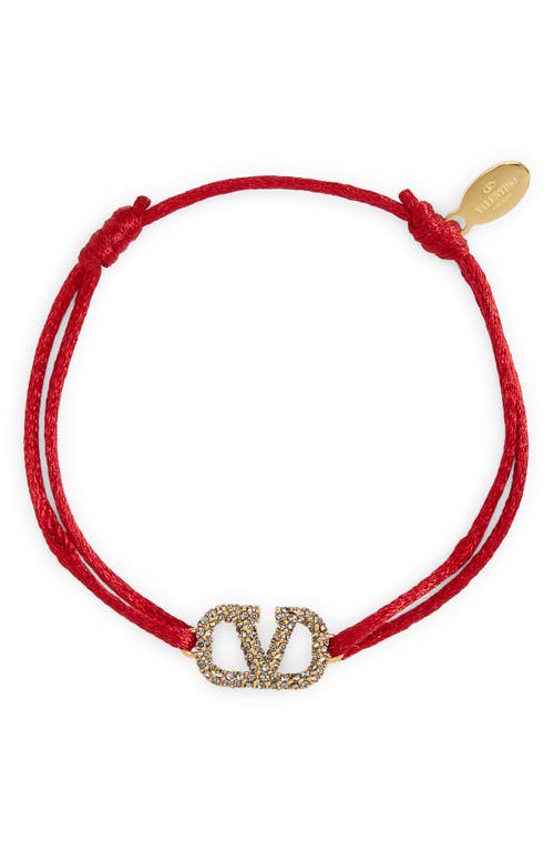 Valentino Garavani VLOGO Signature Pavé Cord Bracelet in Rouge Pur/Black Diamond at Nordstrom