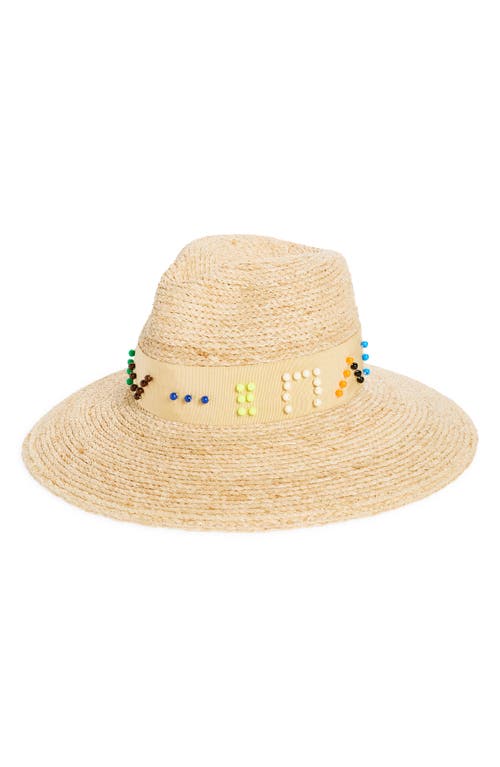 Albertus Swanepoel Corrales Beaded Band Raffia Hat in Natural at Nordstrom, Size Medium