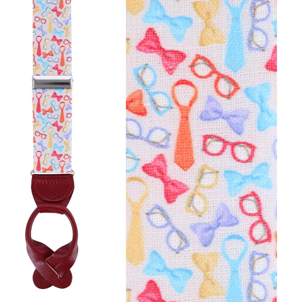 Trafalgar The Fashionisto Tie And Glasses Linen Button Suspenders In Multiple Colors