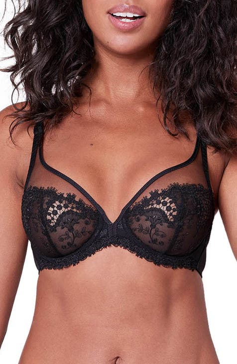 Aria Lace Plunge Bra - Black and Gold - Chérie Amour
