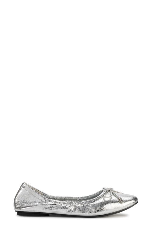 Shop Karl Lagerfeld Paris Velma Metallic Ballet Flat In Silver