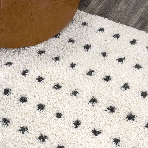Jonathan Y Pele Modern Geometric Dot Shag Area Rug In White/gray