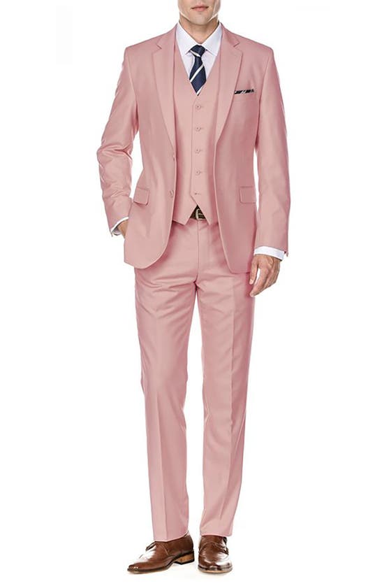 Braveman Premium Slim Fit 3-piece Suit In Dusty Rose