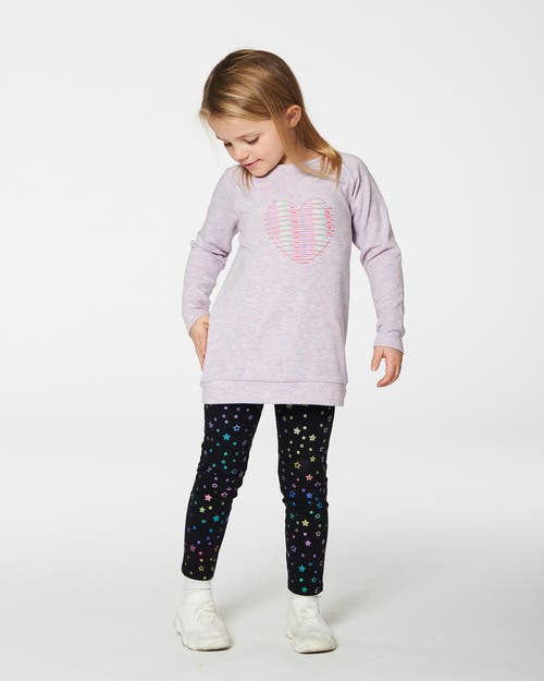 Shop Deux Par Deux Girl's Leggings Allover Foil Black Printed Stars In Printed Foil Stars